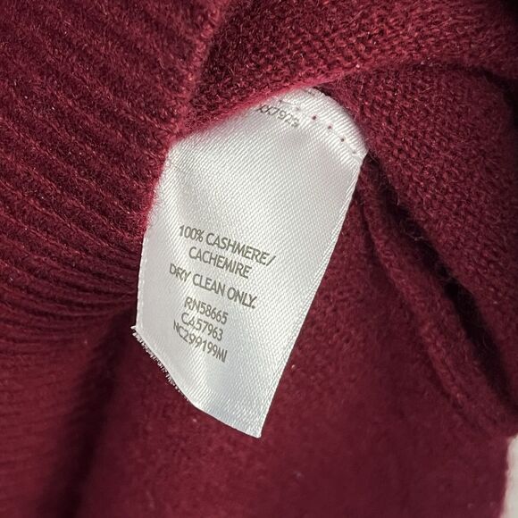 Nordstrom‎ Collection 100% Cashmere Sweater L Burgundy Red Stitch Cowl Neck - Picture 5 of 8
